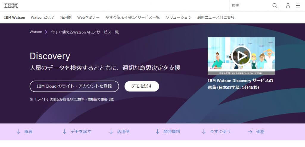 ibm-watson-discovery｜人工知能を搭載した製品・サービスの比較一覧・導入活用事例・資料請求が無料でできるAIポータルメディア